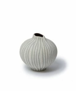 Lindform Sand White Stone Stripe Vase - Medium