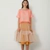 Rabens Saloner Pim Organza Top Pink/Coral 1 Rabens Saloner Pim Organza Top Pink/Coral