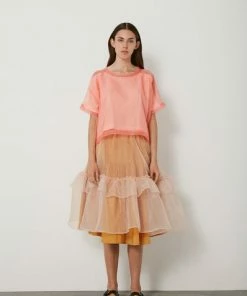 Rabens Saloner Pim Organza Top Pink/Coral
