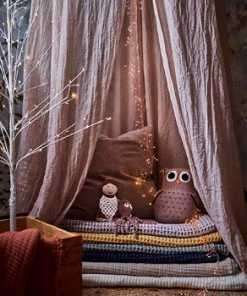 Affari Affari pink cotton fringe blanket L160xW130 cm.