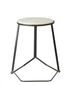 Affari Stool 42xh46cm in black iron and marble base.
