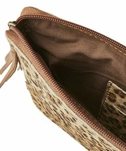 Affari Large Natural Leopard Print Oxford Pouch