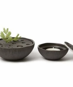 Lindform Straw Ikebana Vase Tea Light Holder In Black Large