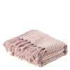 Affari Affari pink cotton fringe blanket L160xW130 cm.