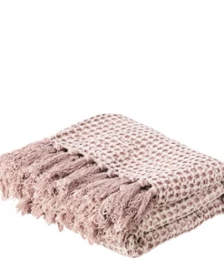 Affari Affari pink cotton fringe blanket L160xW130 cm.
