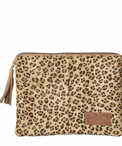 Affari Large Natural Leopard Print Oxford Pouch