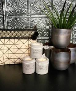 Affari 6,5xh7cm soy wax scented candle and gray cement container