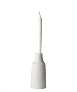 Affari Candleholder 7.5 xh16,5cm in light grey cement-effect polystone