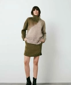 Rabens Saloner Bone Edie Assymetric Blend Funnel Neck Sweater